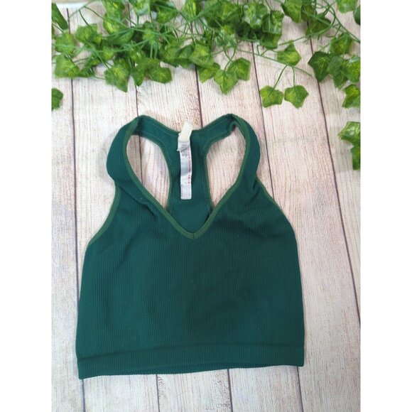 Free People Free Throw Ribbed Racer Back Tank Top Size Cropped V-Neck MED - Picture 2 of 5